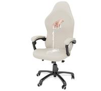 LinFortune - Juego de 4 fundas de silla de juego, impermeables, fundas de silla giratorias, extensible de oficina, funda de asiento con reposabrazos, funda de respaldo de silla, correr, color beige y