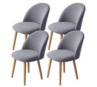 LinFortune Juego de 4 fundas elásticas para sillas de comedor, respaldo curvado, modernas, para sillas de acento, lavables, sin reposabrazos, para salón, cocina, hotel (gris, 4 unidades)