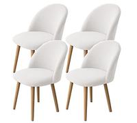 LinFortune Set de 4 fundas elásticas para sillas de comedor con respaldo curvo Fundas protectoras de silla modernas y con acento lavables sin brazos para sala de estar, cocina, hotel (blanco, 4