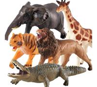 LINFUN KIDS Animales de Juguete Grande Juego Animal Figuras para 3+ Niños | con Leones, Elefantes,Jirafas,Cocodrilos y Tigres Conjunto Realista de Figuras Juguete Educativo para Niño y Niñas 4 5 6 Años