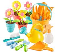 LINFUN KIDS Kit Jardineria Niños Juguete, Juego de Jardinería para Niños, Herramientas de Jardín Juguete de Rastrillo Regadera Pala para Jardinería Playa Niños Niñas 3 4 5 Años