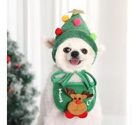 Ling & Bai Disfraz de Navidad para perro, 2 piezas, bonito sombrero y babero, sombreros de fiesta, Año Nuevo, divertidos trajes para mascotas pequeñas y medianas (verde)