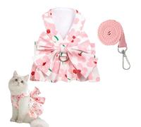 Ling & Bai Juego de arnés y correa para perro pequeño, lindos vestidos de verano con lazo, ropa de princesa para gato, accesorios para mascotas, cachorros, gatitos (rosa, M)