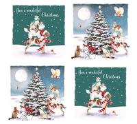 Ling Design Paquete múltiple de tarjetas de Navidad benéficas, paquete de 10 tarjetas de felicitación navideñas surtidas de alta calidad con sobres, perros y gatos festivos, (5 de cada uno de los 2