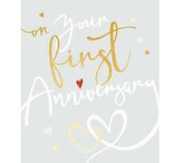 Ling Design Tarjeta de felicitación de primer aniversario de boda, 1 año, elegante diseño de corazones de amor, tarjeta de felicitación premium con sobre, ecológica y reciclable