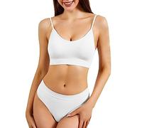 Lingerie Sets for Women Women's Underwear Big Chest Small Thin No Underwire Push Up Comfortable Fit Beautiful Back Halter Vest Adjustable Shoulder Straps Plus Size Bra Set (Orange, L)(White,L)