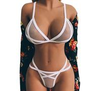 Lingerie Sexy Mujer Fantasia Ropa Sexi De Mujer Conjunto De Lencería con Aros 2 Piezas para Interior Piezas Interior Dormir Braguitas Sexy Eróticos Sujetador Rojo White S