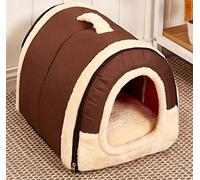 LINGHAN Cama para perros iglú 2 en 1, casa para mascotas, tienda de campaña interior, cueva para dormir para perros pequeños y medianos, lavable, desmontable, suave y cálido cojín