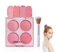 LingHaoLH Paleta de rubor mate de 4 colores para contornos faciales, enrojecimiento facial con brillo modular, rubor cosmético rubor con B