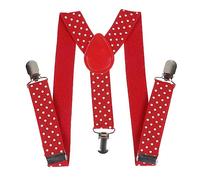 Linghe Tirantes para niños con clip para niños y niñas, lunares ajustables, elásticos, en forma de Y, 3 clips, rojo, Talla única