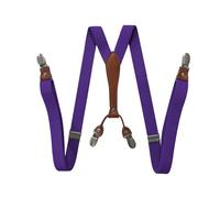 LINGHE Tirantes para Pantalones Hombre y Mujer Tirantes elásticos retro ajustables en la espalda estilo Y 2,5 cm de ancho 4 ganchos Tirantes (Morado oscuro)