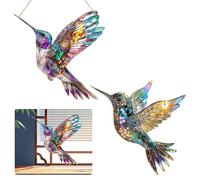 LINGJIA 2 Piezas Atrapasoles, Prisma de Colibrí, Decoraciones para Ventanas, Manualidades, Decoraciones Acrílicas de Colores para Colgar, Jardín, Interior, Decoraciones Navideñas