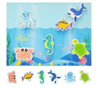 LINGJIA Juguetes Baño Bebe, Juguetes de EVA para El Baño del Bebé, Adhesivos de Pared de Animales Marinos, Juguetes Flotantes para El Agua de la Bañera, Juguetes para El Baño del Bebé de 1 Año