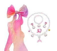 LINGJIA Juguetes Niña 2 Años, Pulseras Niña, Juguetes Niñas, Mermaid Girl Kids Jewellery, Mermaid Set Ring Toys, Mermaid Kids Necklace, Mermaid Flutter Hair Clip for Party Birthday (Rosa)