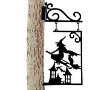 LINGJIONG bruja Halloween, decoración silueta fantasmas, decoración pared exterior, bruja y silueta espíritu para muro piedra patio