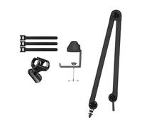 LINGJIONG micrófono escritorio | Soporte micrófono plegable 360° ajuste 360°, carga 11 libras micrófono soporte suspensión soporte tornillo adaptador clip para el hogar