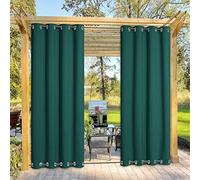 LINGKY Cortinas Terraza Exterior, Cortina para Exteriores Impermeable con Anillos, Cortinas Exterior Terraza Adecuada para Balcones, Pérgolas y Terrazas (1 Pieza | 132x244cm,Verde Oscuro)