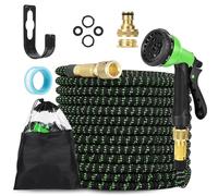 LINGKY Manguera Jardin Extensible 15 Metros con 8 Funciones de Riego - Manguera Jardin Enrollable de Polyester 3750D - Conectores de 1/2", 3/4" y Universal Para Grifo Incluido - Garden Hose