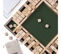 Lingle 12" Madera de Nuez Natural para 1 a 4 Jugadores - Juego de Cerrar la Caja/Juego de Dados/Juego de Mesa clásico