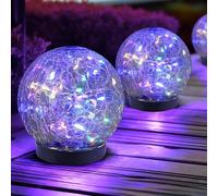 LINGMING Luces solares para exteriores, impermeables, bolas solares para jardín, vidrio agrietado, para decorar patios, patios, céspedes