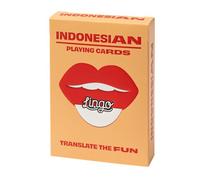 Lingo Cartas de juego indonesias | Tarjetas de viaje | Aprende vocabulario indonesio de una manera divertida y fácil | 52 traducciones esenciales