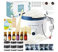 LINGQIAN Kit de fabricación de velas de soja con fundidor de cera eléctrico, kit pack para hacer velas aromáticas, incluye 2 libras de cera de soja, mechas, perfumes, tintes, frascos