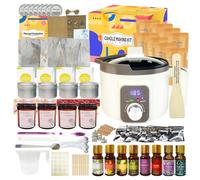 LINGQIAN Kit para Hacer Velas Diy, Kit de Fabricacion Para Velas, Crisol Eléctrico con Pico, 8 Latas para Velas, 8 Aceites Aromáticos, Pack para Hacer Velas Aromáticas con Bolsa ce Transporte