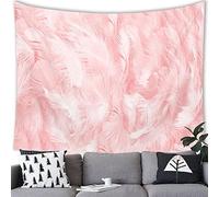Lingquare Tapiz Kawaii tapiz de plumas de colores rosa colgante de pared atrapasueños decoración de plumas tapiz fiesta decoración del hogar fondo 130 * 150cm