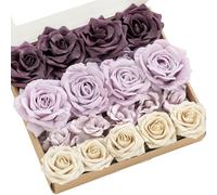 Ling's moment Flores Artificiales Rosas de Seda Falsas, Gardenia de Espuma sintética, Combo para Ramos de Boda, centros de Mesa,Despedidas de Soltera, Morado y Lavanda pálido, 23 Piezas