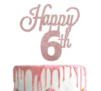 LINGTEER Decoracin para tarta de feliz 6 cumpleaos, cartel decorativo para centros de mesa de fiesta de cumpleaos de Cheers to Six Years Old.