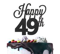 LINGTEER Decoración negra para tarta de cumpleaños 49 - Cheers to 49 Birthday 49 Years Old Birthday Party Gift Decor Sign.