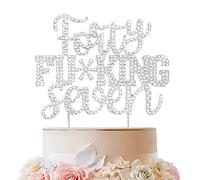 LINGTEER Decoración para tarta con diamantes de imitación de plata de cuarenta y siete cumpleaños con texto en inglés «Cheers to 47th Birthday» para fiestas de 47 años.