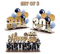 LINGTEER Juego de centros de mesa de acrílico de feliz cumpleaños 30 - Saludos a 30 cumpleaños y 30 años de edad, decoración de soporte de regalo para fiestas.