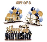 LINGTEER Juego de centros de mesa de acrílico de feliz cumpleaños 40 - Saludos a 40 cumpleaños decoración de soporte de regalo de fiesta de cuarenta años.