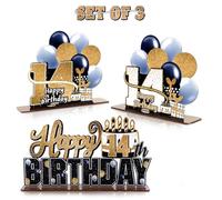 LINGTEER Juego de centros de mesa de acrílico de feliz cumpleaños número 14 - Saludos al 14 cumpleaños, decoración de soporte de regalo de 14 años.