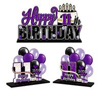LINGTEER Juego de centros de mesa de acrílico morado de 11 cumpleaños, decoración de regalo de fiesta de cumpleaños de 11 años, cumpleaños de 11 cumpleaños.