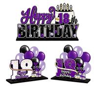 LINGTEER Juego de centros de mesa de acrílico morado de 18 cumpleaños, decoración de regalo de fiesta de cumpleaños de 18 años, cumpleaños de 18 años.