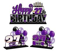LINGTEER Juego de centros de mesa de acrílico morado de 27 cumpleaños, decoración de regalo de fiesta de cumpleaños de 27 años, cumpleaños de 27 años.