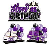 LINGTEER Juego de centros de mesa de acrílico morado de 45 cumpleaños, decoración de regalo de fiesta de cumpleaños de 45 años, cumpleaños de 45 años.