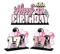 LINGTEER Juego de centros de mesa de acrílico rosa con texto en inglés "Happy 17th Birthday" - Cheers to 17 Years Old Birthday 17 Years Birthday Party Gift Decorations.