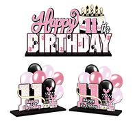 LINGTEER Juego de centros de mesa de acrílico rosa de 11 cumpleaños, decoración de regalo de fiesta de cumpleaños de 11 años.