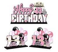 LINGTEER Juego de centros de mesa de acrílico rosa de 13 cumpleaños, decoración de regalo de fiesta de trece cumpleaños de 13 años.