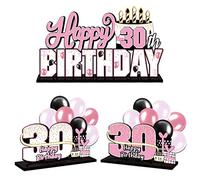 LINGTEER Juego de centros de mesa de acrílico rosa de 30 cumpleaños, decoración de regalo de fiesta de 30 cumpleaños, cumpleaños de 30 años.