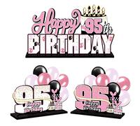 LINGTEER Juego de centros de mesa de acrílico rosa de 95 cumpleaños, decoración de regalo de fiesta de cumpleaños de 95 años, cumpleaños de 95 años.