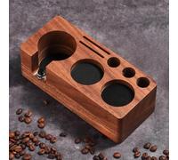 LingTing Estación de Prenado Espresso 51/54MM en Nogal Macizo - Base Anti-Presión para Cafetera Profesional, Organizador de Encimera con Soporte para Tamper