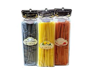 Linguine Gourmet Pasta Set - Chile Picante, Limones, Tinta Sepia