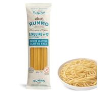 Linguine Rummo Nº13, Pasta Italiana, Pasta sin gluten, Pasta alimenticia con harina de arroz integral y maíz, Sin gluten, Elaboración lenta, 1 Paquete de 400 gr