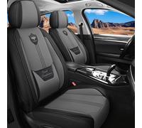 LINGVIDO Leather Car Seat Covers, Breathable Automotive Cover Cushion Accessories for Cars & SUV Truck Universal Fit Set(Grey Front Set)
