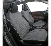 Lingyue Fundas Cobertura Completa de Piel sintética para Asiento Delantero y Trasero de Coche Subaru Forester 2014 2015 2016 2017 2018, Compatible con airbag, Color Negro y Gris