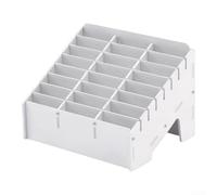 Linhexis Caja de almacenamiento para teléfono con 24 ranuras, organizador de PVC para pantallas, herramientas, vitrina en ángulo, organizador de escritorio, 18 x 18 x 17 cm